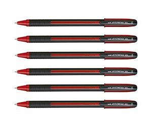 UNI-BALL Lot de 6 Rollers encre gel Jetstream 101 SX101/10 pointe moyenne 1mm rouge