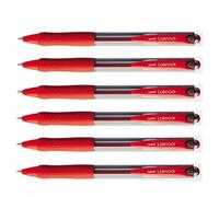 Uni-Ball Lot De 6 Stylos Bille Laknock Sn100/10 Rétractable Grip Pointe Moyenne 1mm Rouge