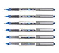 Uni-Ball Lot De 6 Stylos Roller Encre Liquide Recyclé Ub157e Pointe Moyenne Bleu