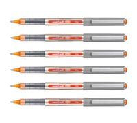 Uni-Ball Lot De 6 Stylos Roller Encre Liquide Recyclé Ub157e Pointe Moyenne Orange