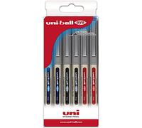 Uni-ball Lot de 6 stylos rollers encre liquide UB-157 couleurs basiques