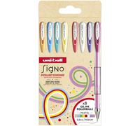 Uni-ball Pochette de 8 stylos roller Signo Pastel 0,7 mm