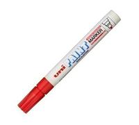Lot de 12 Marqueur peinture à base d'huile indélébile pointe moyenne ogive corps métal coloris rouge UNI PAINT