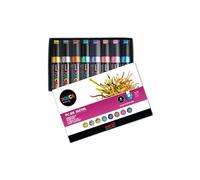 Marqueur posca pc8k pointe biseautee trait 8mm coloris metallises assortis boite 8 unites