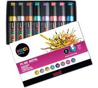 Posca Marqueur PC8K Pointe biseautée 8 mm Couleurs métallisées Boîte 8 unités