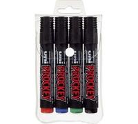 uni-ball Marqueurs indélébiles Prockey PM-122 Lot de 4 Pointe ogive 1,2–1,8 mm Couleurs assorties