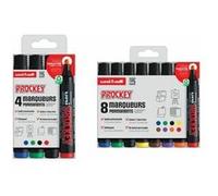 Marqueur uniball uni prockey permanent pointe biseautée tracé 2/5mm encre sans alcool corps plastique pochette 8 unités