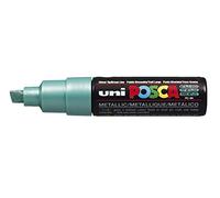 UNI-BALL Marqueur Pte large biseautée POSCA PC8K 8mm Vert Métal | Marqueur à pointe biseautée de 8 mm pour presque toutes les surfaces