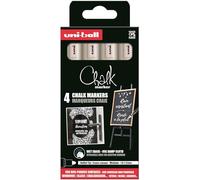 Uni Ball Marqueur craie Chalk blanc – Pointe ogive moyenne 1,8 mm – Pochette de 4