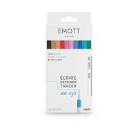 uni-ball - Mitsubishi Pencil - Feutres Emott d'Ecriture et de Dessin - Pointe Fine 0,4mm - Encre Pigmentée Ultra-Résistante - Bullet Journal et Graphisme - Pochette de 10 Feutres Pastel Colors