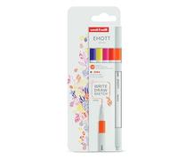 uni-ball - Mitsubishi Pencil - Pochette de 5 Feutres Emott - Pointe Fine Blanche 0,4 mm - Passion Colours