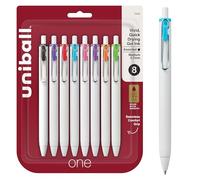 uni-ball One Lot de 8 stylos à encre gel rétractables, pointe moyenne (0,7 mm), encre assortie