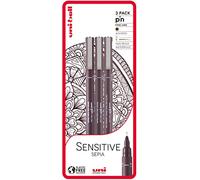 uni-ball PIN Lot de 3 stylos à pointe fine, encre résistante à l'eau et à la décoloration, idéal pour les architectes, les croquis, le scrapbooking, le dessin, l'art, le dessin technique, la qualité