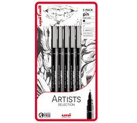 uni-ball PIN Lot de 5 stylos à pointe fine, encre résistante à l'eau et à la décoloration, idéal pour les architectes, les croquis, le scrapbooking, le dessin, l'art, le dessin technique, la qualité