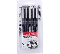 Uni-ball Pin Stylos feutres techniques Pochette de 5 Encre noire (Import Royaume Uni)