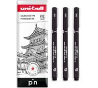 uni-ball PINCE Lot de 3 stylos d'écriture à pointe fine noire | Encre résistante à l'eau et à la décoloration | Idéal pour les croquis, le scrapbooking, les contours, l'art, le dessin technique | Dans