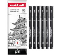 uni-ball PINCE Lot de 6 stylos d'écriture à pointe fine noire | Encre résistante à l'eau et à la décoloration | Idéal pour les croquis, le scrapbooking, les contours, l'art, le dessin technique | Dans
