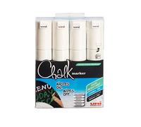 Uni-Ball Réf 5046823 Marqueur craie Pointe ogive large Trait de 8 mm Blanc Pochette de 4 (Import Royaume Uni)