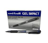 Uni-Ball Signo Broad Stylo à bille Pointe large Encre gel Bleue Corps avec grip + capuchon Lot de 12