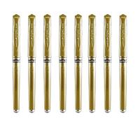 uni-ball Signo Pen UM-153 Lot de 8 stylos roller à encre gel métallique large Pointe en métal Largeur de trait 0,65 mm avec grip en caoutchouc Doré
