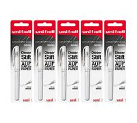 Uni-Ball - Stylo à bille gel Signo UM-153 blanc, lot de 5 | 5 stylos à bille gel avec pointe de 0,6 mm, encre pigmentée indélébile