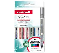 Uni-ball UB-157 Lot de 8 stylo encre liquide Couleurs assorties