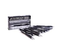 uni-ball UNIBALL JETSTREAM SXN210, 12 Stylos rétractables 1,0mm - Noir | Uni Mitsubishi Pencil - Encre hybride, séchage instantané anti-bavure - Pointe moyenne 1,0mm - Rétractable