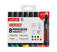 uni-ball Marqueurs permanents UNIBALL PROCKEY PM126 – 8 marqueurs, pointe 5,7 mm, assortis