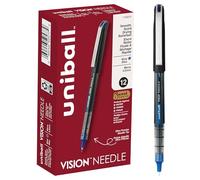 Uni-Ball Vision Needle Bleu 12pièce(s) - Stylos roller (Multicolore, Bleu, 0,5 mm, Extra-fin, 12 pièce(s))