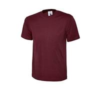 Uni Classique T-shirt Haut 100% Coton Décontracté Loisirs Sports Travail UC301 - Bordeaux, S