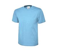 Uni Classique T-shirt Haut 100% Coton Décontracté Loisirs Sports Travail UC301 - Ciel, XXXL