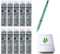Uni Jetstream Edge Stylo à bille à base d'huile Corps vert menthe 0,38 mm + 10 recharges noires, lot de notes adhésives