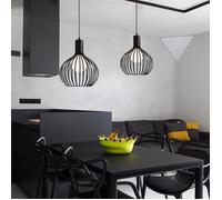 UNI Lot de 2 Pendentif Luminaire Lustre Suspension Rétro Industrielle Diamant Lampe de Fer - Noir