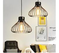 UNI Lot de 2 Pendentif Luminaire Lustre Suspension Rétro Industrielle Diamant Lampe de Fer - Noir