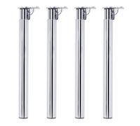 UNI Lot de 4 Pied de Meuble Réglable Inox Hauteur 725mm - 1200mm Ajustable Argent