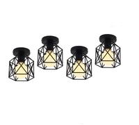 UNI Lot de 4 Plafonnier Industrielle Retro en Métal Cube Carré Fer Suspension luminaire pour Salon Chambre Bar Salle à Manger Noir