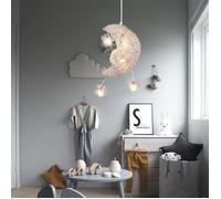 UNI Lune Etoile Lustre Suspension Contemporain Décoratif Luminaire Chambre d'enfantLumière Blanc Chaud