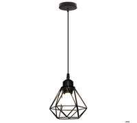 UNI Lustre Suspension E27 16CM Cage Diamant en Métal Noir Plafonnier Luminaire pour Couloir Escalier Chambre