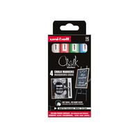 Uni Marqueur craie Chalk Marker PWE-5M Pointe ogive moyenne 2,5 mm - 4 couleurs assorties
