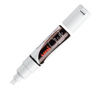 Uni-Ball Marqueur craie liquide Chalk PWE-8K pointe biseautée large 8 mm résistant à la pluie blanc