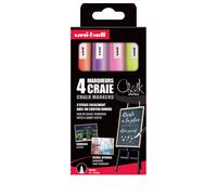 Uni Marqueur Craie Chalk pointe conique moyenne - Pochette de 4 - Assortis Fluo