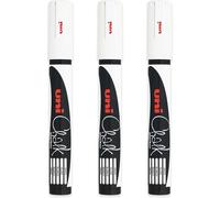 Uni Marqueurs Blancs Craie Liquide Pointe Ogive (1,8¿2,5 Mm) Pour Tableau Blanc Tableau Noir Menu Fenêtres En Verre Lingette Humide Non Permanent (Lot De 3) Pwe-5 M