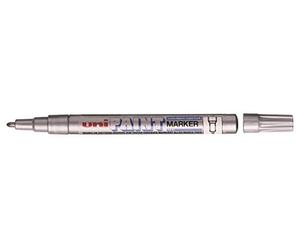 Uni Paint Marker PX21 AR Marqueur Peinture à l'huile Pointe Fine 0,8/1,2 mm Argent Lot de 12