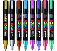 Uni Paint Posca PC-5M, jeu de 8 pièces, métallique, 1,8-2,5 mm