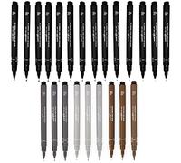 Uni Pin Fineliner Lot de 23 stylos à dessin Noir/gris foncé/gris clair/encre sépia