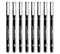 Uni Pin Fineliner Lot de 8 stylos à dessin Encre noire Pointe 0,05 mm