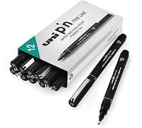 Uni Pin Lot de 12 stylos à dessin à pointe fine - Encre noire - Pointe de 1,2 mm