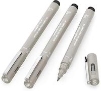 Uni Pin Lot de 3 stylos à dessin Fineliner - Encre gris clair - Pointe pinceau