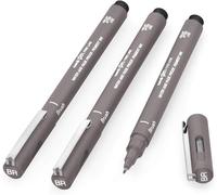 Uni Pin Lot de 3 stylos à dessin Fineliner - Encre gris foncé - Pointe pinceau