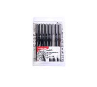 Uni-PIN Lot de 8 stylos à pointe fine en 4 tailles assorties (0,7 mm/0,9 mm/1 mm/1,2 mm) et stylos à pointe pinceau en 4 couleurs assorties (gris clair/gris foncé/sépia/noir)